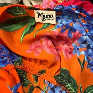 Mumu Floral Orange Halter Dress Size M Summer Hawaiian Vibrant Like New
